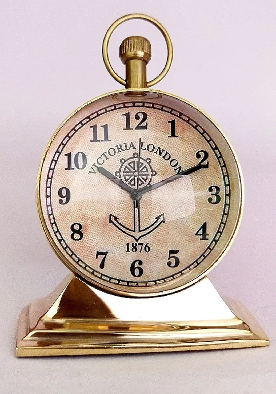 Royal Collection| Handmade Brass 2 Inch Dial Size Antique Look Table Clock, Raised Up Dial 4 Inch Clock