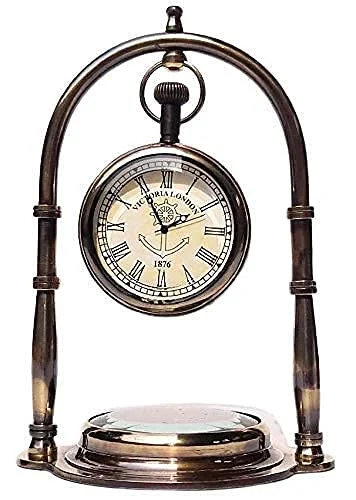 volin Compass Clock Brass with Color Brown Size 810 inch Home Decor Instrument Hanging Watch Victoria London Antique Brass Hanging Table Watch