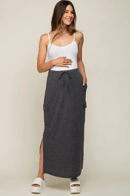 Charcoal Cargo Maternity Maxi Skirt