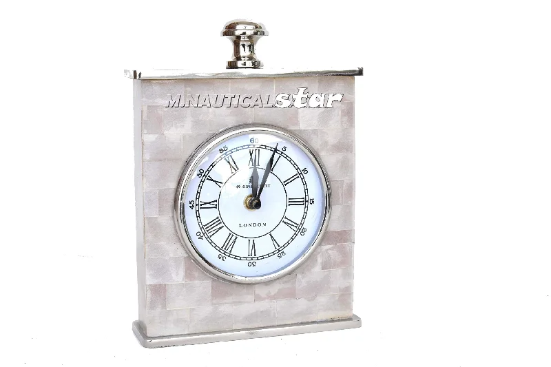 Desk Clock Nickel Brass Handmade Antique Look Working Perfect Home & Office Table Clock