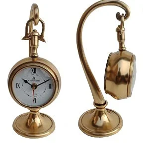 Global Art Antique Brass Table Clock, Desk Clock Attractive Look Hanging Table top Clock Home & Office Decor Gift Item