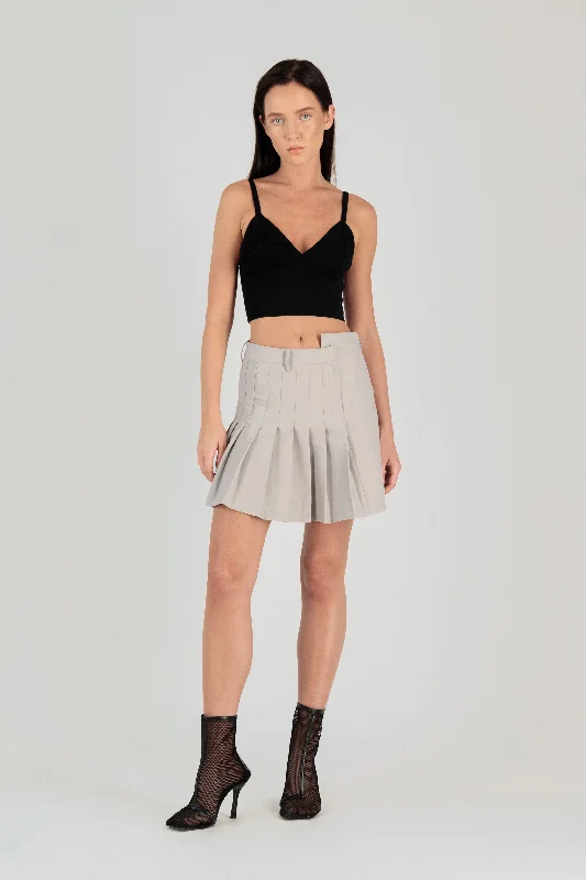 HALF PLEATED MINI SKIRT