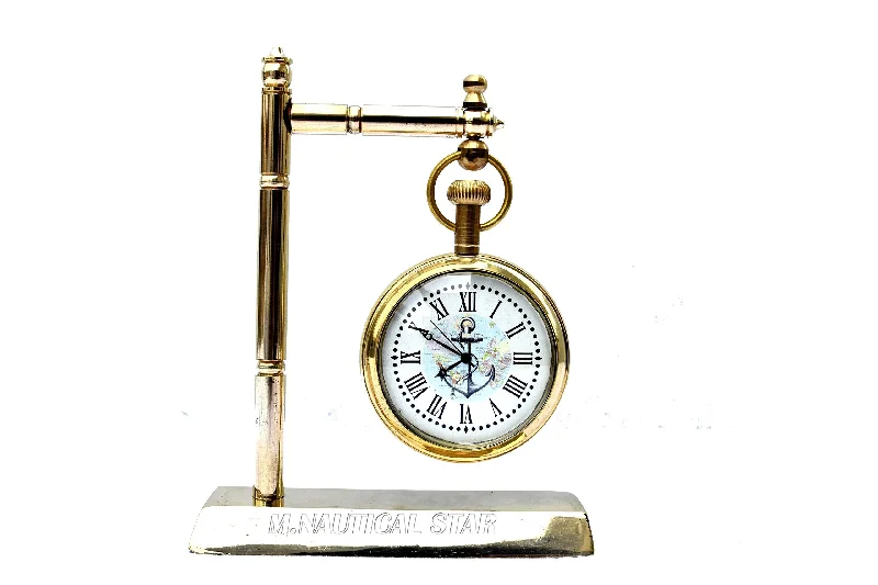 Shiny Brass Desk Clock Vintage Style Perfect Table Decorative Clock Home & Office