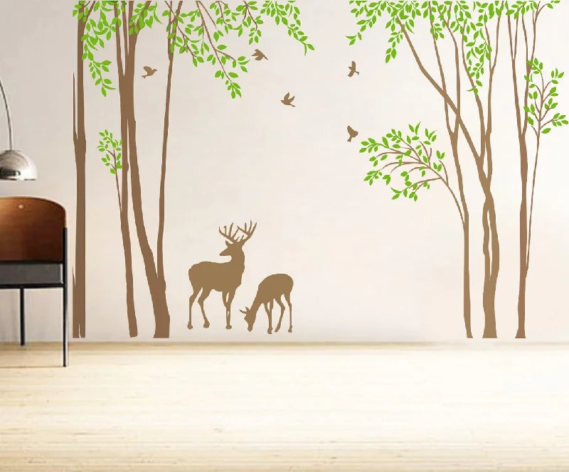 Techgifti Deer's Couple Animals Vinyl Wall Stickers Tree Branches for living Room, Room Decor Wall Sticker,Kids Room