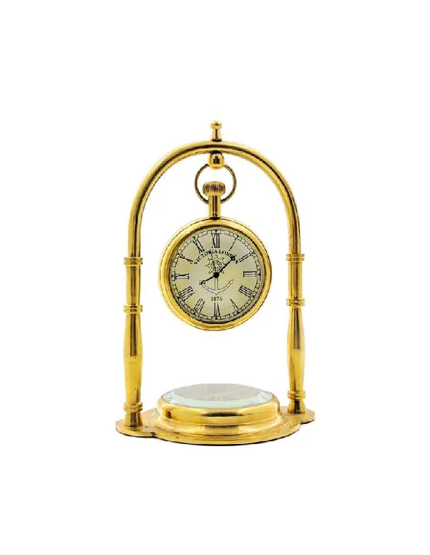 Brass Nautical Victoria London, Desk Clock/Table Clock, with Direction Compass/for, Office, Room, Decor Compass Clock Decorative Item by Nauticals Home Decor