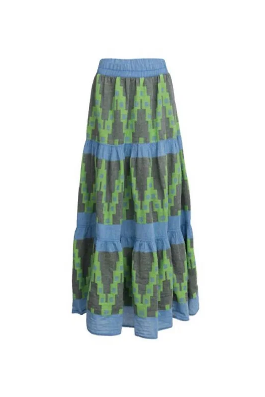 Midi Skirt In Blue/green