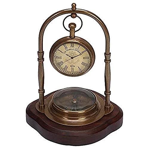 Delight Enterprises Brass Table Clock with Compass for Home,Office,School