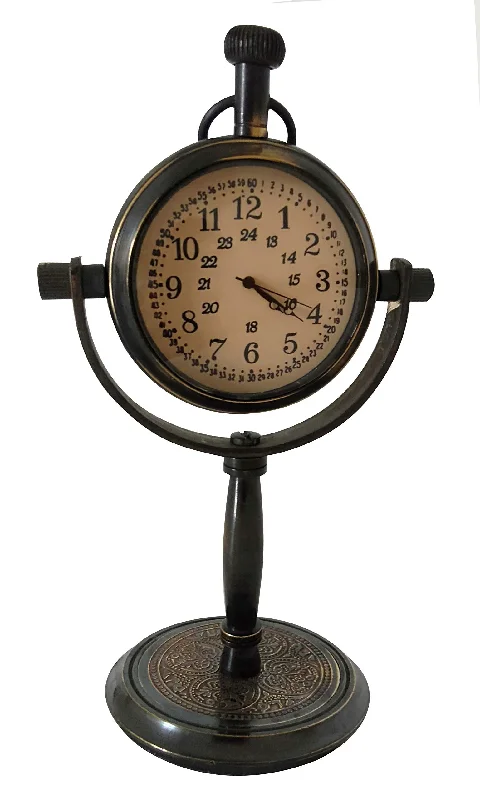 collectiblesBuy Vintage Antique Mantle Table Clock Brass Handcrafted Retro Base Home Office Desk & Shelf Decor Marine Analog Clock Nautical Gifts Décor