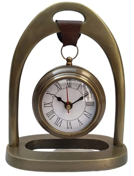 AHSKY Time Instruments Pure Brass Antique Metal Table Clock Home Office Decor 8"