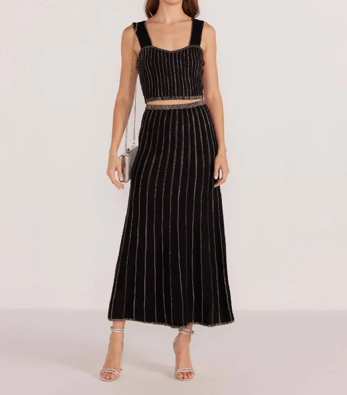 Celia Midi Skirt In Black/champagne