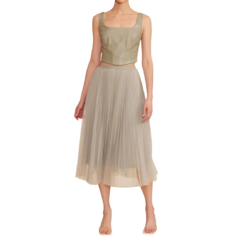 Sharlene Pleated Tulle Skirt In Sage