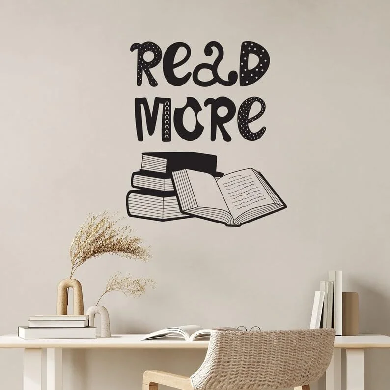 SnappySticker Read More Books Quote Library Reading Corner Lettering Motivational Wall Sticker PVC Vinyl Easy to Stick (27 X 30)