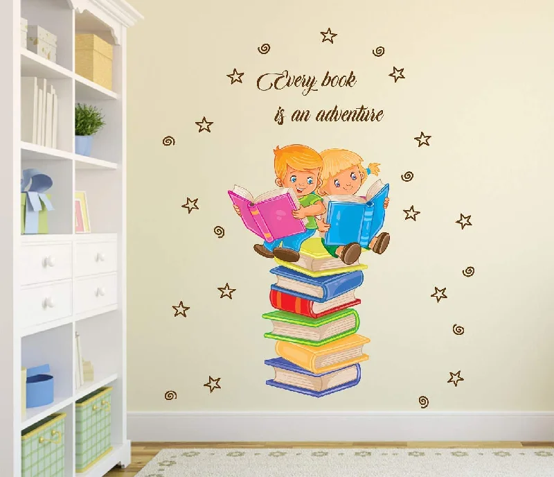 Wallzone Kids Library Large Vinyl Wallsticker(110 cm x 90 cm)