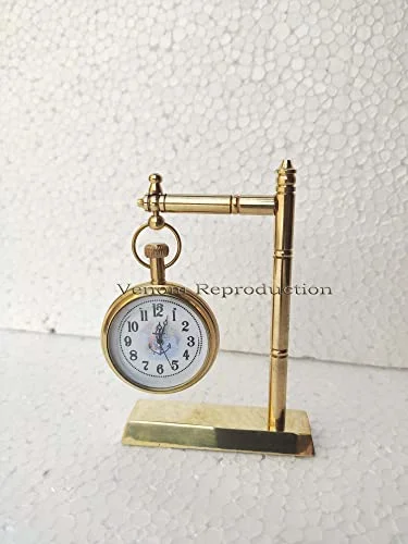 Beautiful Vintage Full Brass Desk Clock Table Clock Antique Nautical Clock Brass Antique Table Clock for Home and Office Decoration and Best Gifting Item|