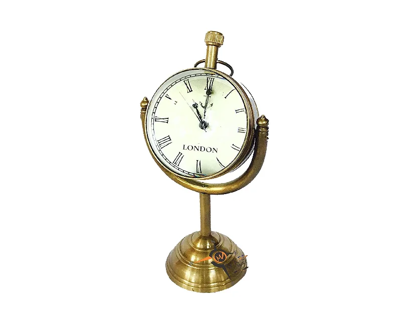 M.A & SONS Brass Vintage Nautical Desk Ship Clock Numeric Dial, Antique Finish for Study Table, Office, Bedroom, Living Room, Home Decor, Wedding Gift | 1 Year Warranty