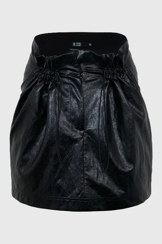 VEGAN LEATHER PARACHUTE MINI SKIRT