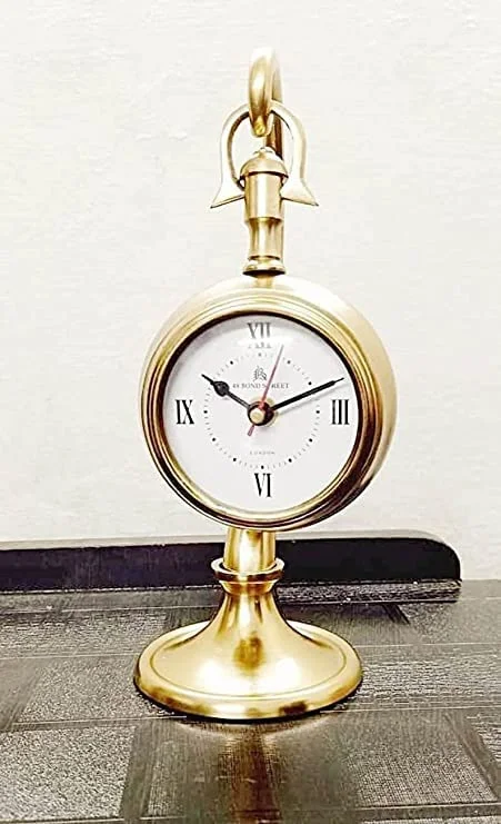 Antique Brass Table Top Clock, Desk Clock Attractive Look Hanging Table Clock Home & Office Decor Gift Item