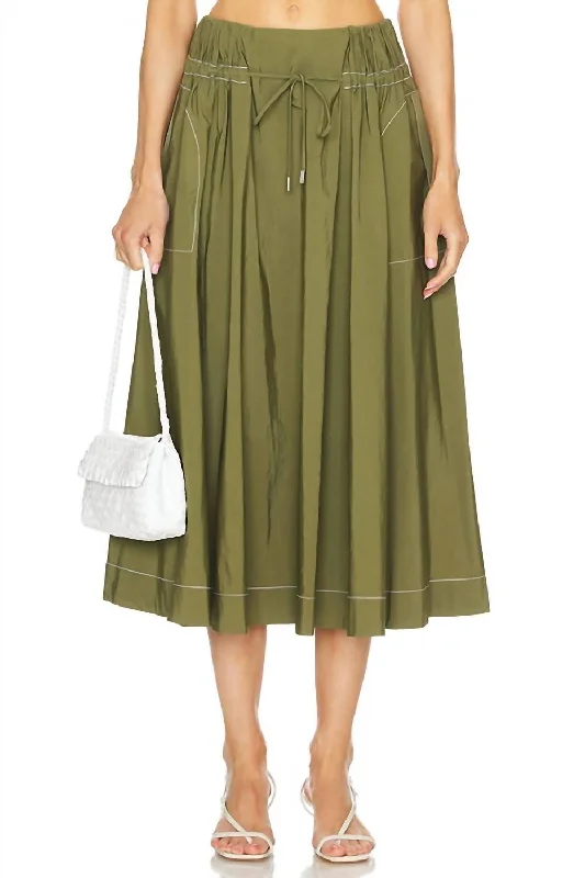 Tona Midi Skirt In Army Green