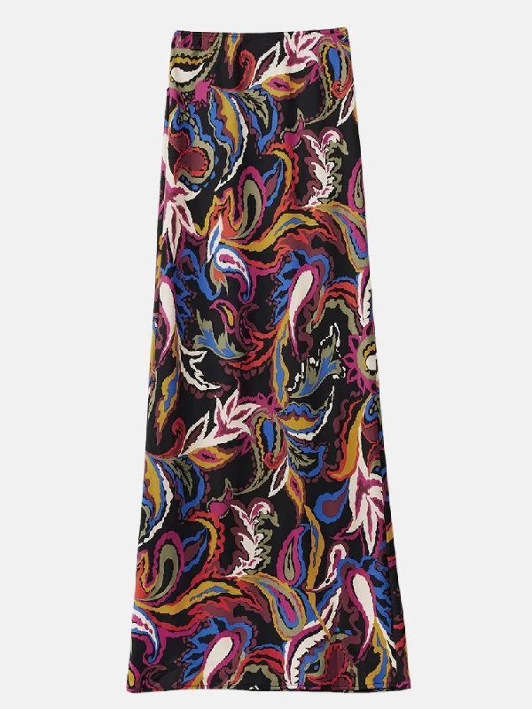 Multicolor Paisley Print Slip Skirt