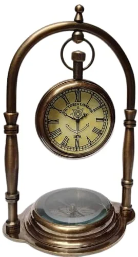 Golden Brass Vintage Table Clock Victorian London Table Clock Nautical Brass Antique Table Clock Premium Golden Looking Desk Table Clock for Home & Office Decor by SIAN1.