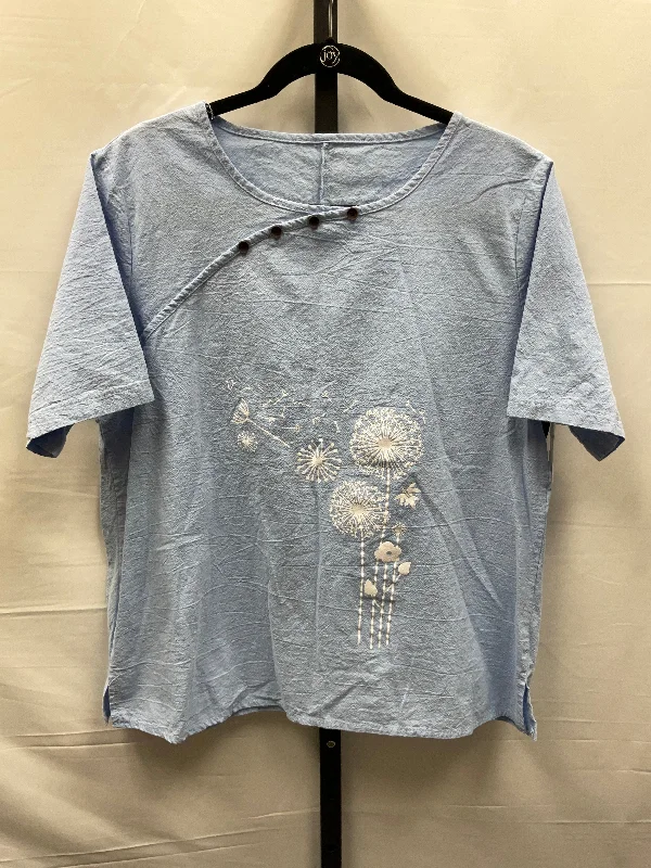 Blue Top Short Sleeve Clothes Mentor, Size L