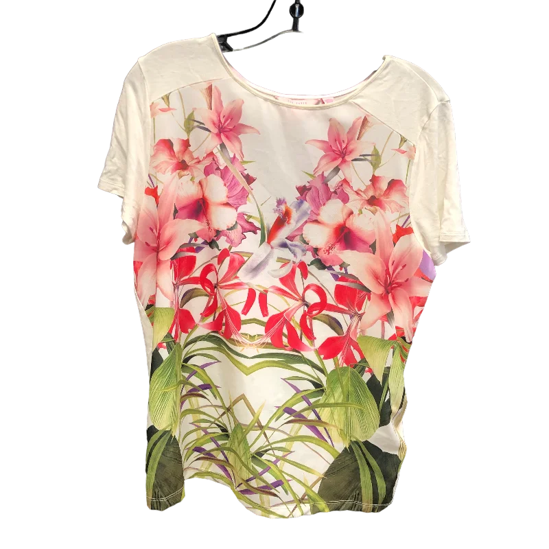 Floral Print Top Short Sleeve Designer Ted Baker, Size M