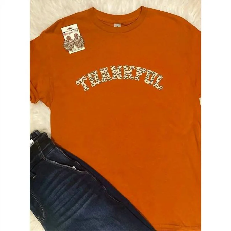 Puffy Leopard Thankful Tee In Burnt Orange