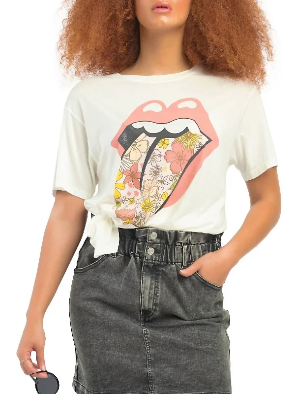 Short-Sleeve Graphic Lips T-Shirt In Cream