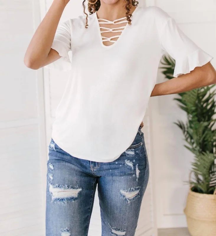 Unique Neckline Top In Ivory