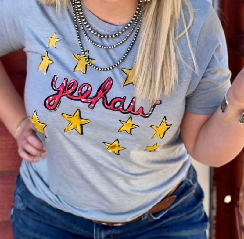 Yeehaw Stars Tee In Grey