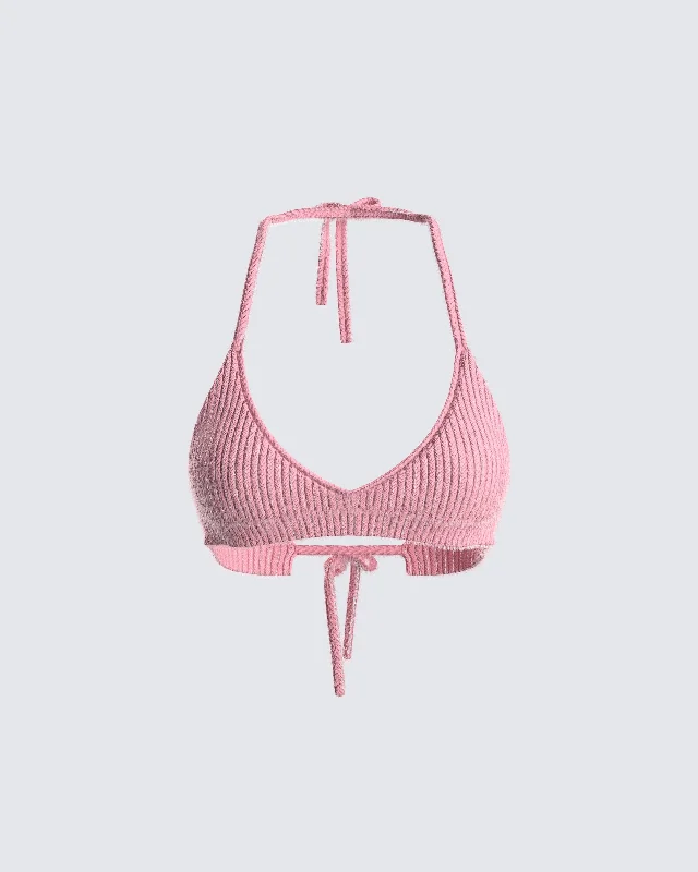 Lumi Pink Knit Bra Top