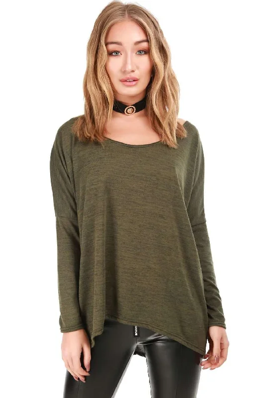 Mae Off Shoulder Fine Knit Dipped Hem Top