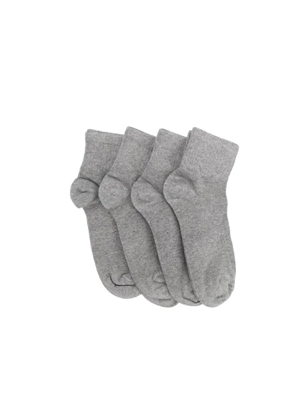 Women's 4 Pair Plain Solid Long Thin Socks,Light Grey