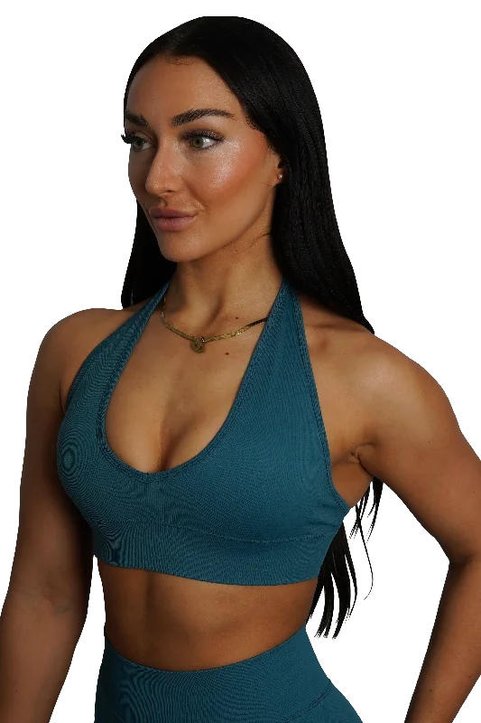 CORE HALTER BRA - TEAL