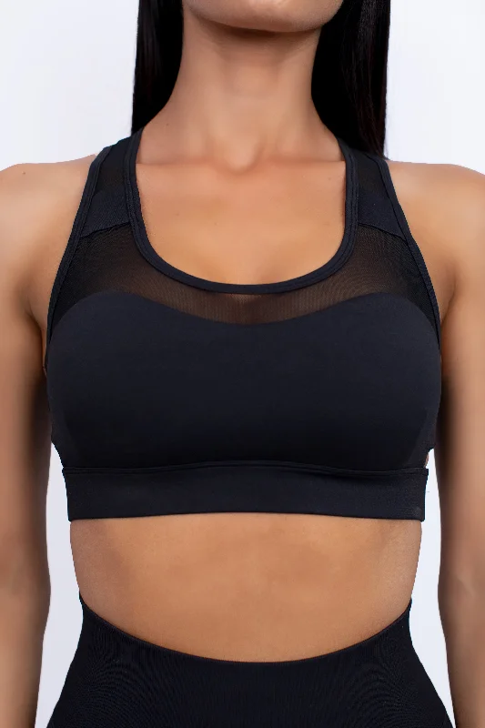 Impact Mesh Sports Bra - Black