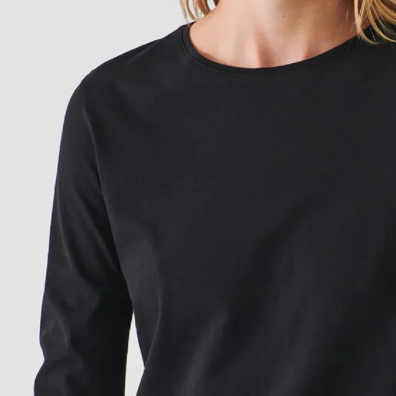 Lightweight Long Sleeve Pima Cotton Crew (Black)