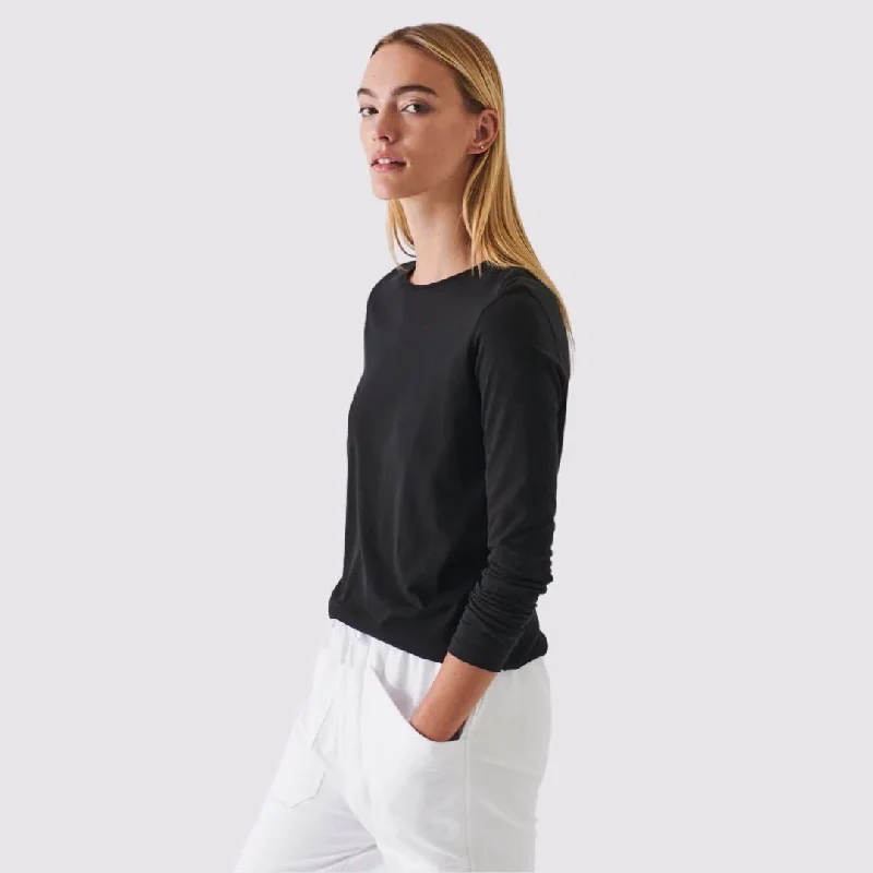 Lightweight Long Sleeve Pima Cotton Crew (Black)