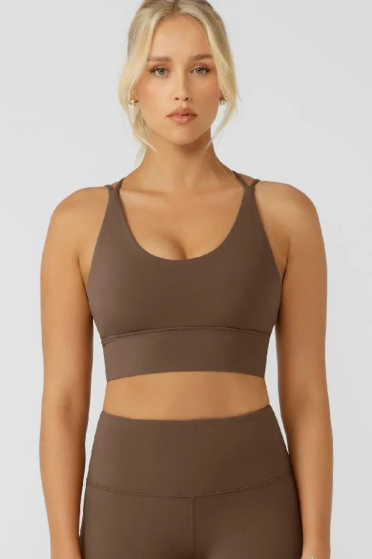 Lotus Longline Sports Bra | Chocolate