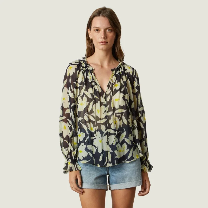 Miley Viscose Georgette Long Sleeve Top (Lotus)