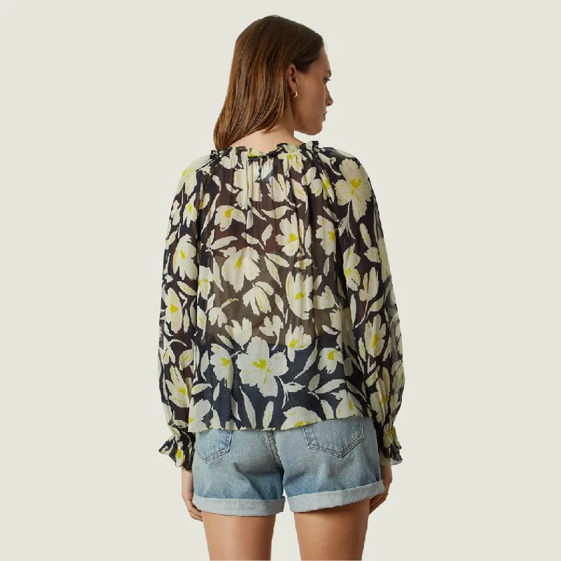 Miley Viscose Georgette Long Sleeve Top (Lotus)