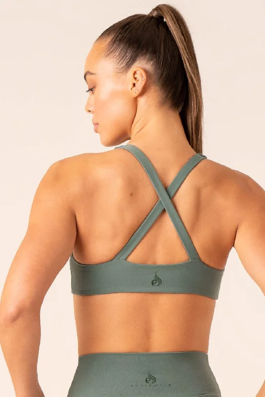 Momentum Twist Sports Bra | Forest Green