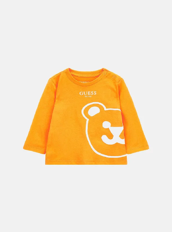 Orange Bear Print Long Sleeve Top (3-18M)