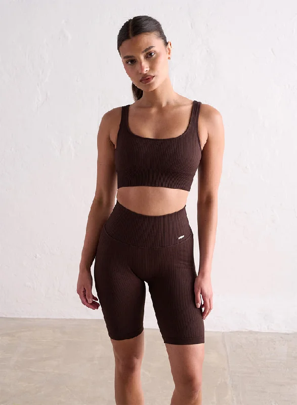 Ribbed Seamless Bra | Cacao