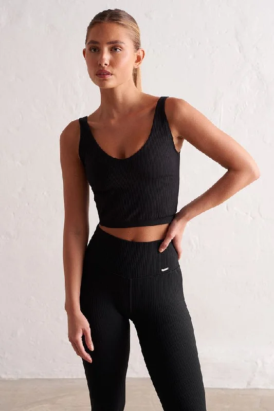 Ribbed Seamless Bralette | Black