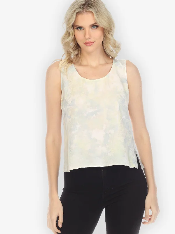 Silk Ivory Tie Dye Tank Top