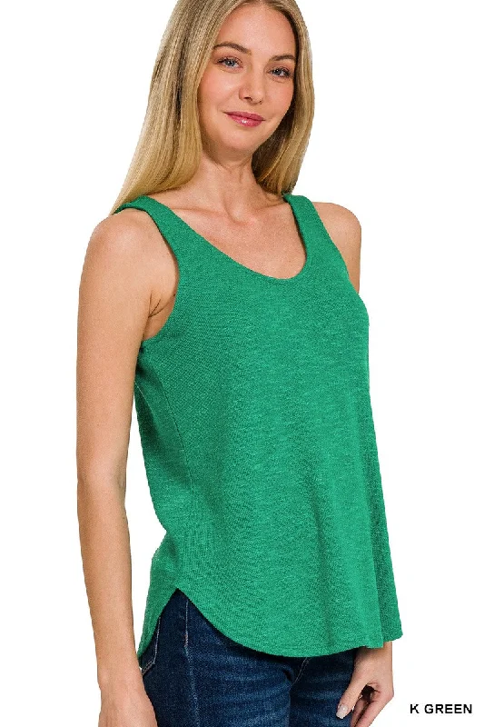 Sleeveless Double Scoop Neck Tank Top