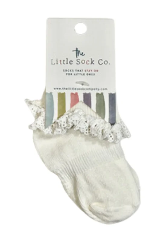 Snow White Frilly Non-Slip Stay On Socks