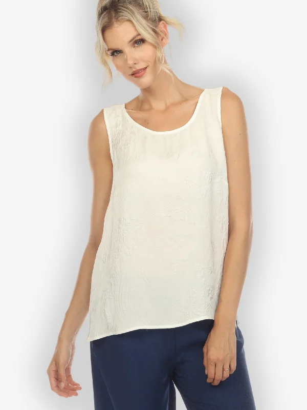 Solid White Silk Tank Top